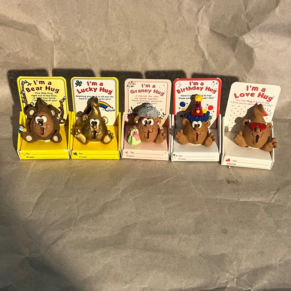 The Hug Factory 5pc Figurine‎ Set Multicolor 1996 Christa Vintage Hugs